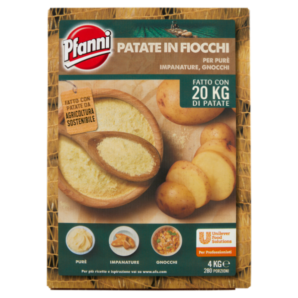 Pfanni Patate in Fiocchi per Purè, Impanature, Gnocchi 4 Kg