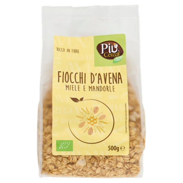 Più Cereali Bio Fiocchi d'Avena Miele e Mandorle 500 g