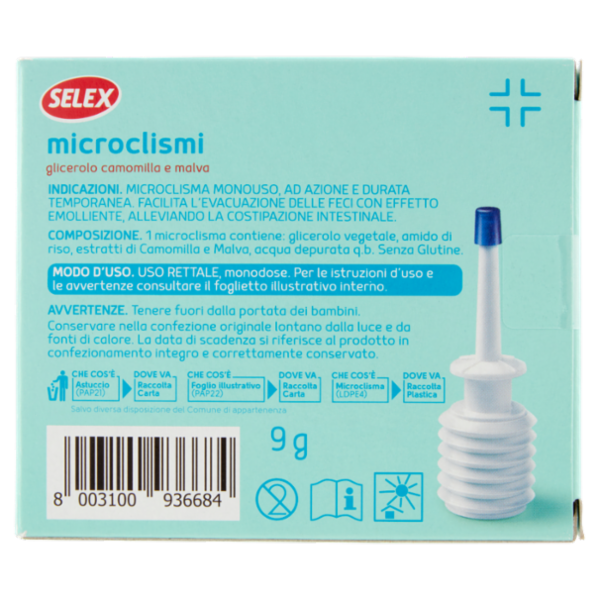 Selex Microclismi Glicerolo Camomilla e Malva Monodose per Adulti 6x9 g