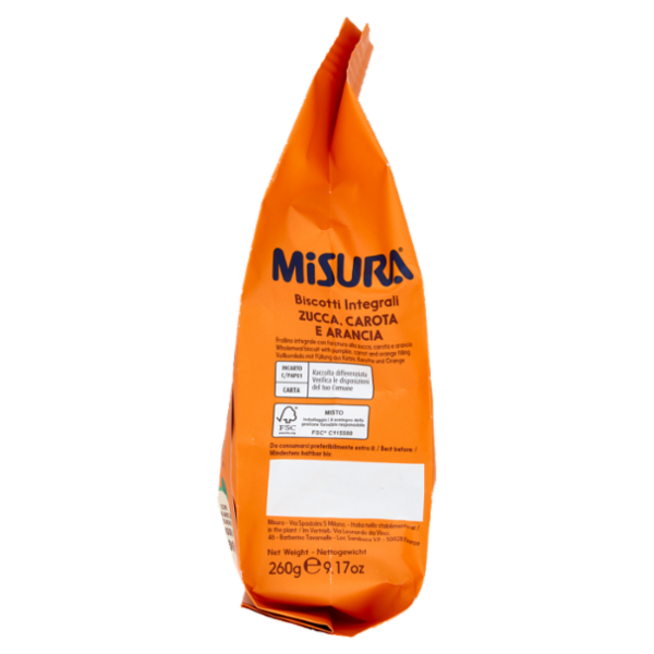 Misura Fibrextra Biscotti integrali Zucca, Carota e Arancia 260 g