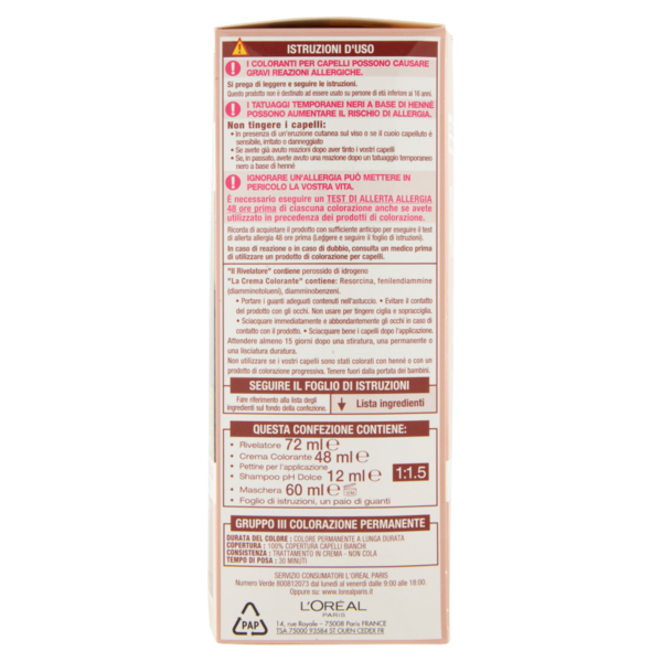 L'Oreal Paris Colorazione permanente senza ammoniaca, Riflesso Universale, Castano Scuro 3U