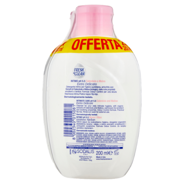 Fresh & Clean Intimo pH 5.5 Extra Delicato Calendula e Malva 2 x 200 ml