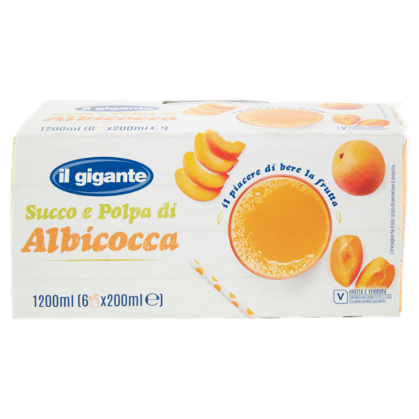 IL GIGANTE Succo e Polpa di Albicocca 6 x 200 ml
