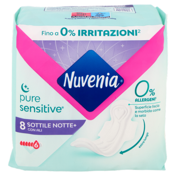 Nuvenia pure sensitive Sottile Notte+ con Ali 8 pz