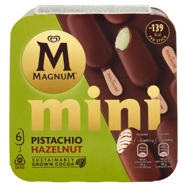 Magnum mini Pistacchio Hazelnut 6 Gelati 256,5 g