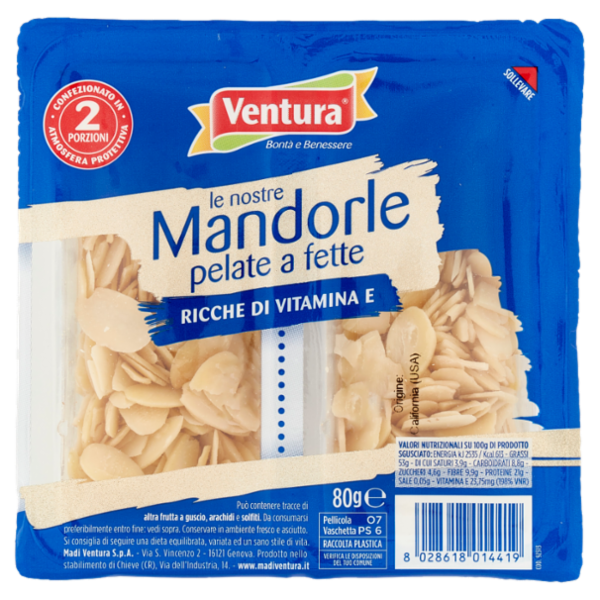 Ventura le nostre Mandorle pelate a fette 80 g