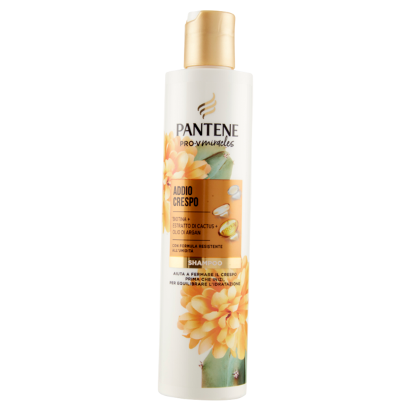 Pantene Shampoo Anti Crespo Miracles Addio Crespo con Biotina+Estratto di Cactus+Olio Argan 225 ml
