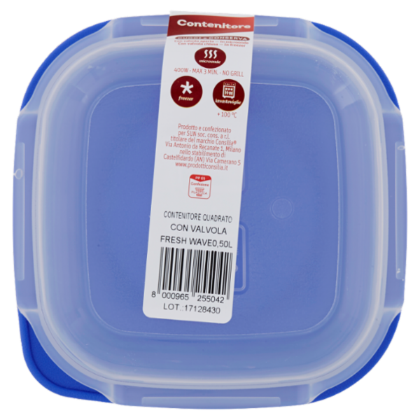 Consilia Saper Scegliere Contenitore Quadrato con Valvola Fresh Wave 0,50 l
