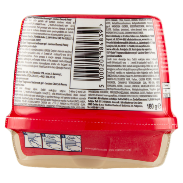 Glade Gel Bagno, Profumatore per Ambienti, Fragranza Luscious Cherry & Peony 180g