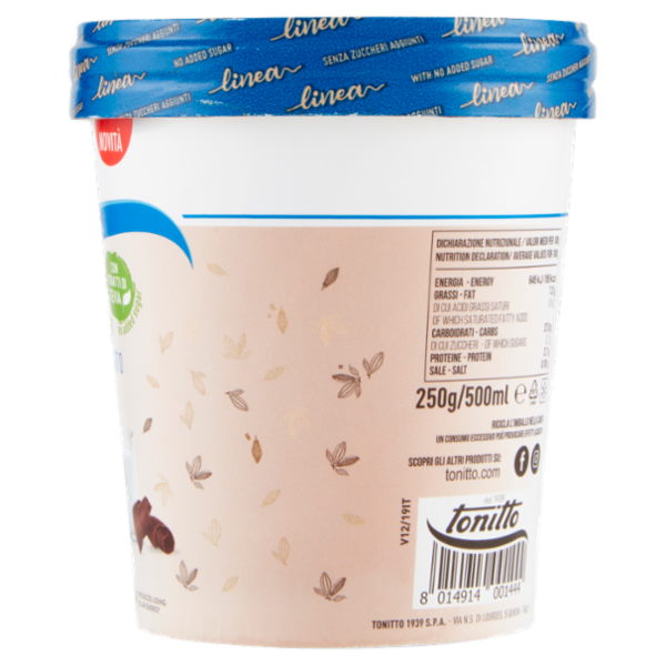 tonitto linea Senza Zuccheri Aggiunti Fiordilatte Variegato Cacao 250 g