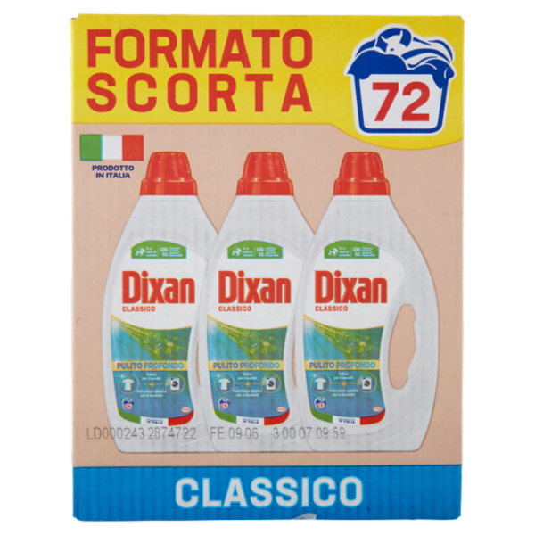 DIXAN Liquido Classico 3x24=72 Lavaggi 3 x 1.080 ml