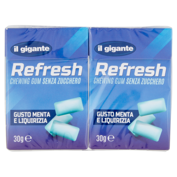IL GIGANTE Refresh Chewing Gum Senza Zucchero Gusto Menta e Liquirizia 2 x 30 g