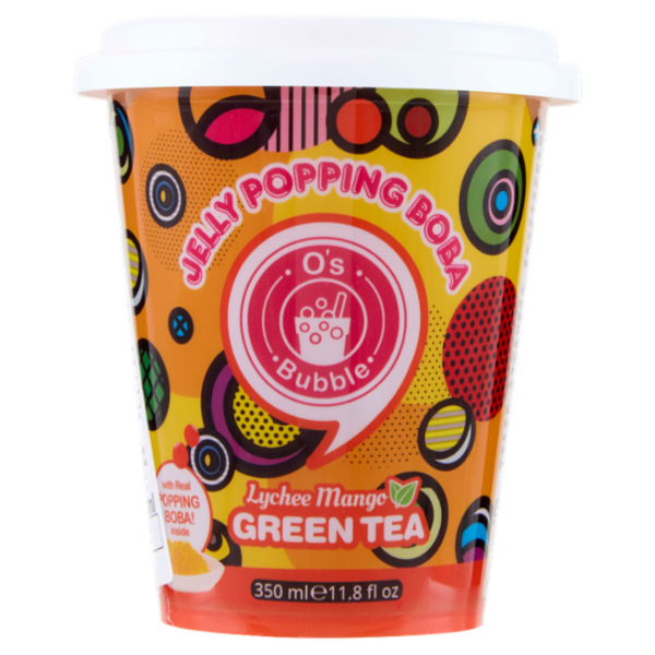 O's Bubble Jelly Popping Boba Lychee Mango Green Tea 350 ml