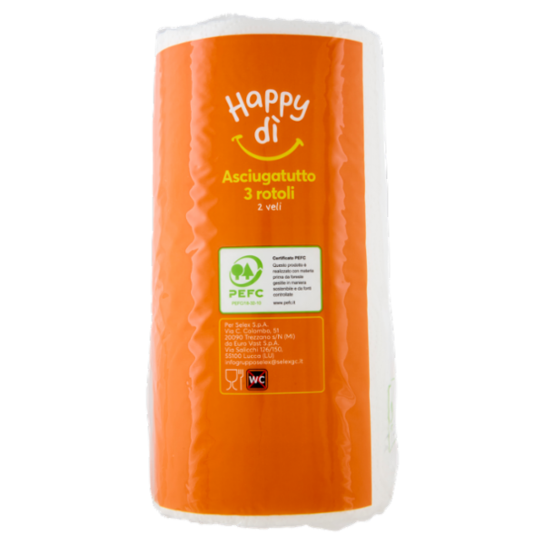 Happy dì Asciugatutto 2 Veli 75 Strappi 3 Rotoli