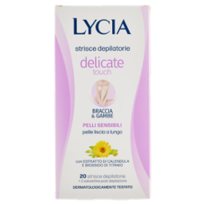 Lycia Delicate Touch Strisce Depilatorie Braccia & Gambe Pelli Sensibili 20 Strisce + 2 Salviettine