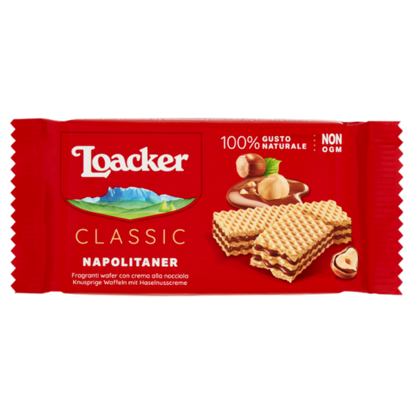 Loacker Classic Napolitaner Wafer con crema alle nocciole 100% italiane Wafers 45g