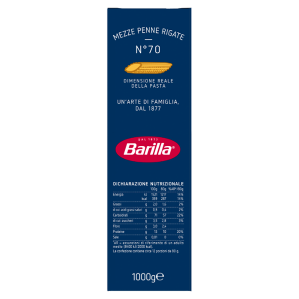 Barilla Pasta Mezze Penne Rigate n.70 1Kg