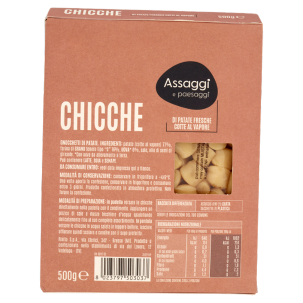 Assaggi e paesaggi Chicche di Patate Fresche Cotte al Vapore 500 g