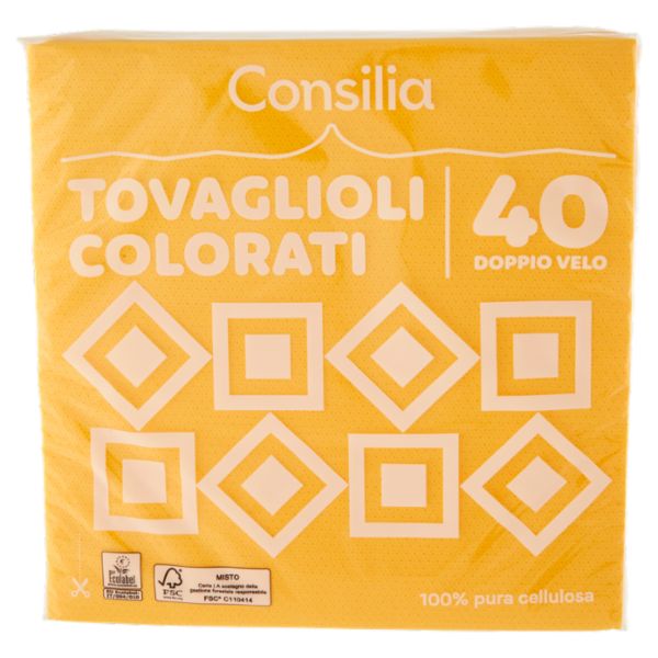 Consilia Tovaglioli 2 Veli 38x38 cm Giallo 40 pezzi