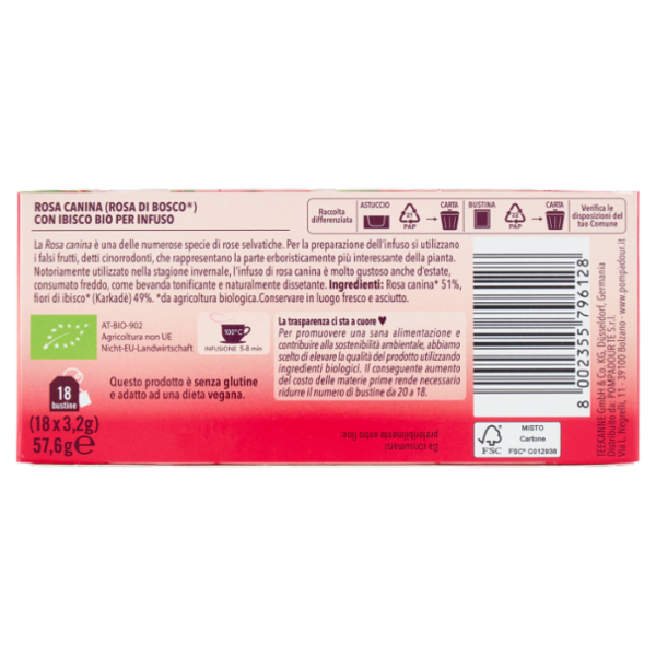 Pompadour Rosa di bosco Bio 18 x 3,2 g