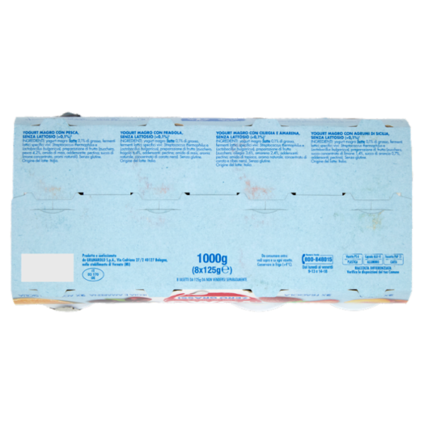 Yomo Zero Grassi Pesca, Fragola, Ciliegia e Amarena, Agrumi di Sicilia 8 x 125 g