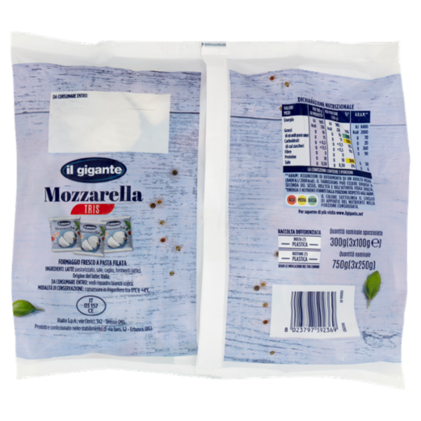 IL GIGANTE Mozzarella Tris 3 x 100 g