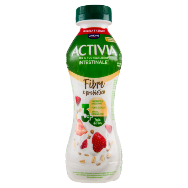 ACTIVIA da Bere, Fibre e probiotico, Fragola, Fonte di Calcio, aiuta metabolismo e digestione,270g