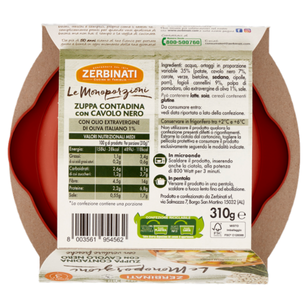 Zerbinati Le Monoporzioni Zuppa Contadina con Cavolo Nero 310 g