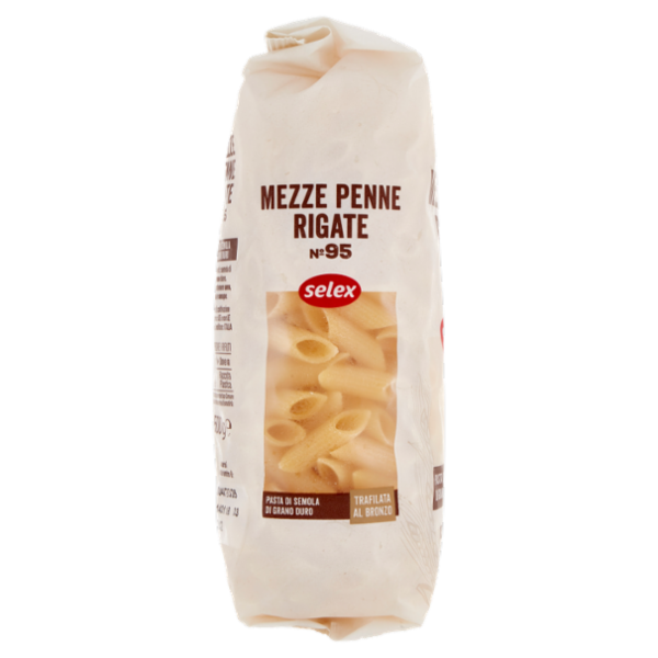 Selex Pasta di Semola Trafilata al Bronzo Mezze Penne Rigate 500 g