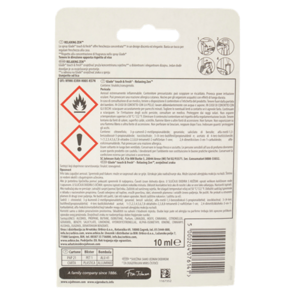 Glade Touch & Fresh Base, Profumatore per Ambienti istantaneo, Relaxing Zen 10 ml