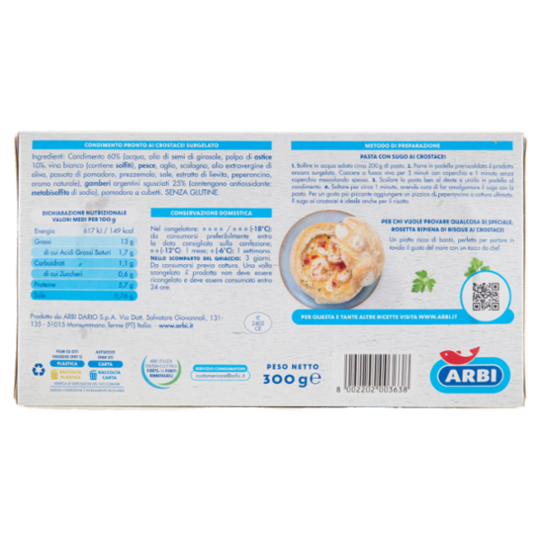 Arbi Sugo ai Crostacei con Gamberi Argentini 300 g