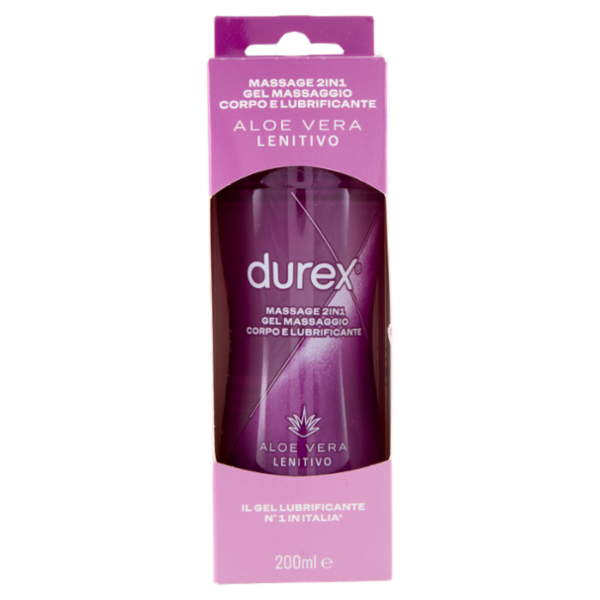 Durex Massage 2 in 1, Gel Lubrificante Intimo a Base Acqua e Gel per Massaggi, con Aloe Vera, 200 ml