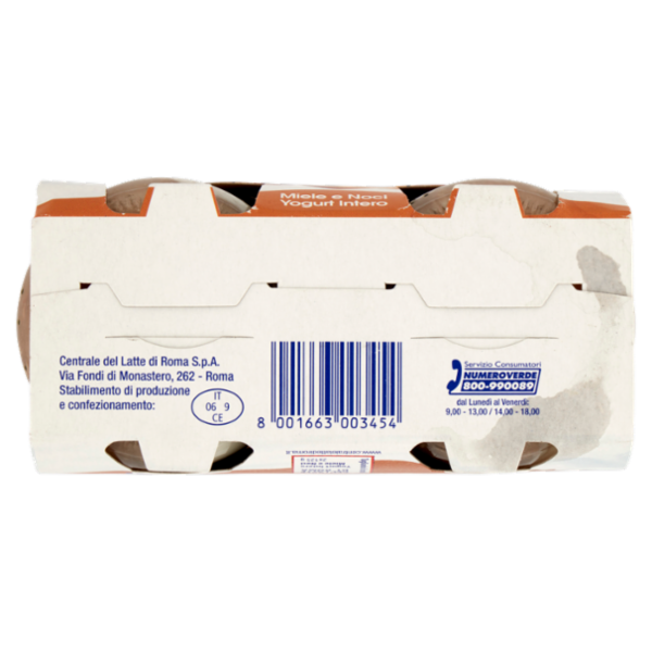 Centrale del Latte di Roma lo Yogurt di una Volta Cremoso Miele e Noci Yogurt Intero 2 x 125 g