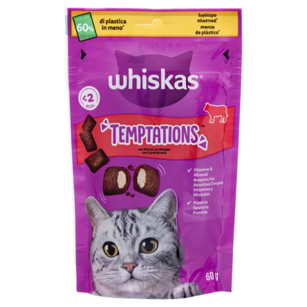 Whiskas Snack Gatto Temptations Manzo 60 g