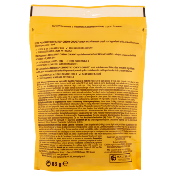 Pedigree Dentastix Chewy Chunx Snack Cane Gusto Pollo 5-15kg 68 g