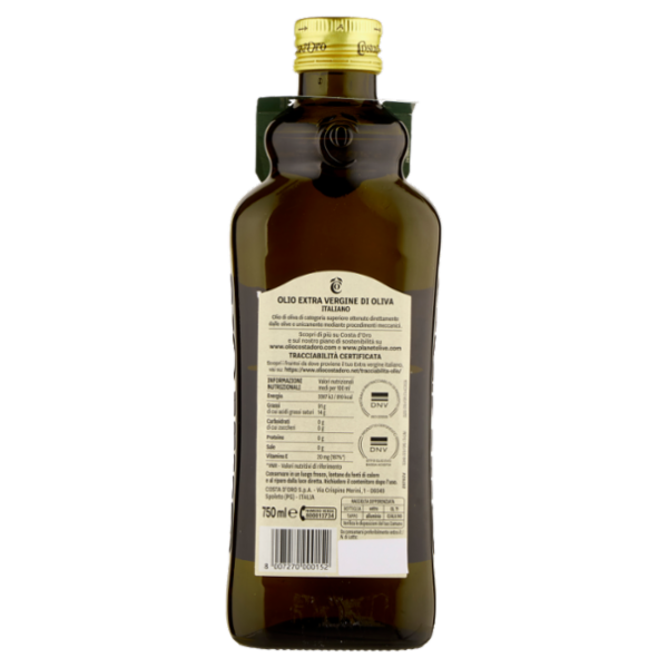 Costa d'Oro 100% Italiano Olio Extra Vergine di Oliva 750 ml