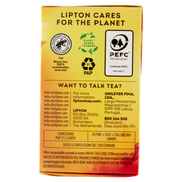 Lipton Limone Tè Nero con Limoni 20 Pyramid Teabags 34 g