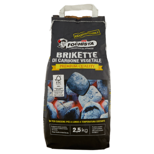 Fochista Brikette di Carbone Vegetale Premium Quality 2,5 kg