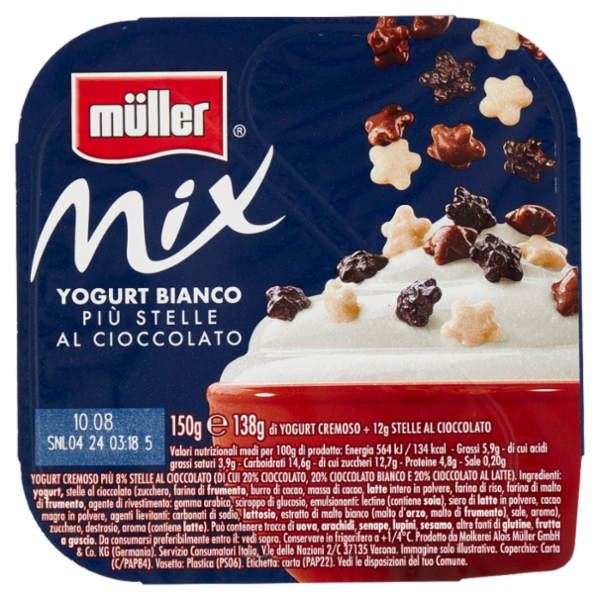 müller Mix Yogurt Bianco Più Stelle al Cioccolato 150 g