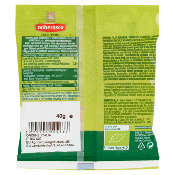 noberasco Bio Mandorle Pelate 40 g