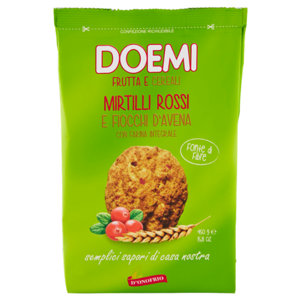 Doemi frutta e cereali Mirtilli rossi e fiocchi d'avena con farina integrale 450 g