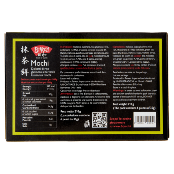 Biyori Mochi Dolcetti di riso glutinoso al tè verde 6 x 35 g