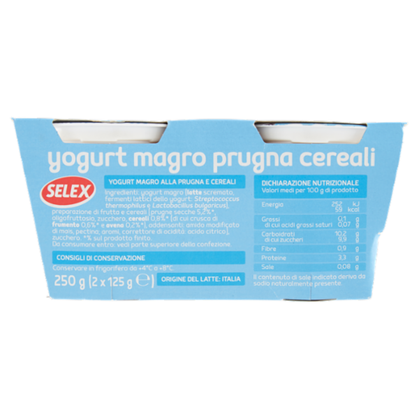 Selex Yogurt Magro Prugne e Cereali 2x125 g