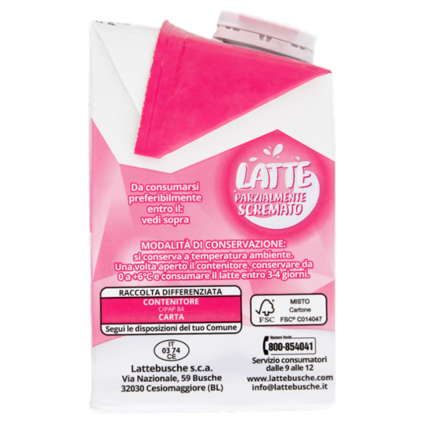 lattebusche Latte Parzialmente Scremato a Lunga Conservazione 500 ml