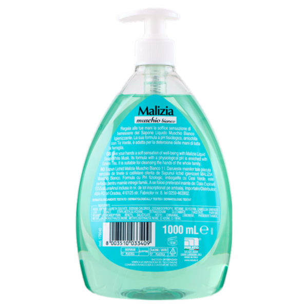 Malizia Sapone Liquido Igienizzante con Antibatterico muschio bianco 1000 mL