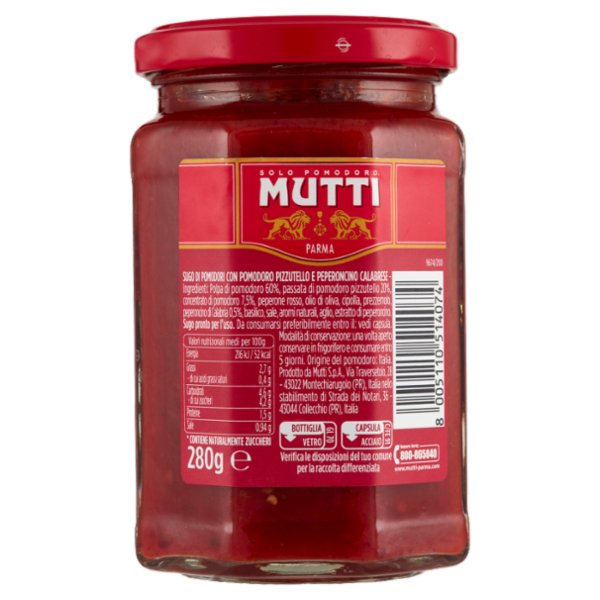 Mutti Sugo con Pomodoro Pizzutello e con Peperoncino Calabrese 280 g