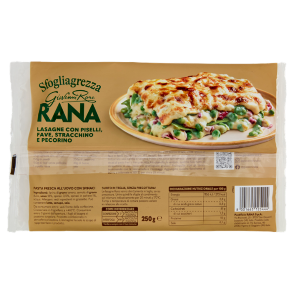 Giovanni Rana Sfogliagrezza Lasagne Fresche all'Uovo con Spinaci 250 g