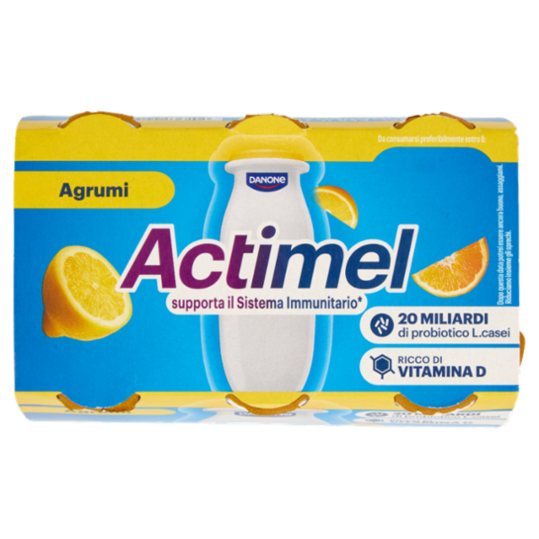 ACTIMEL, Yogurt da Bere con Vit B6 e D per il Sistema Immunitario, gusto Agrumi, 6X100g