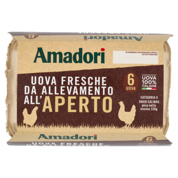 Amadori 6 Uova Fresche da Allevamento all'Aperto 330 g