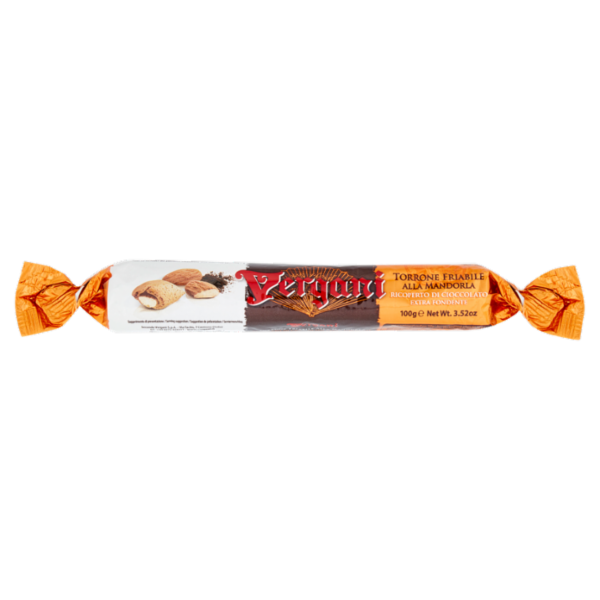 Vergani Torrone Friabile alla Mandorla Ricoperto di Cioccolato Extra Fondente 100 g